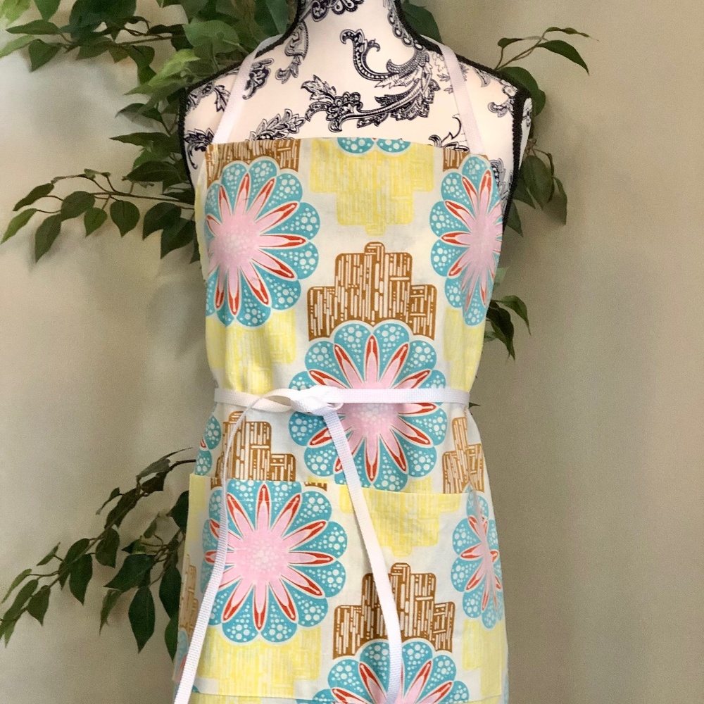 Andys Aprons -  not so basic!  “Teal Flower”